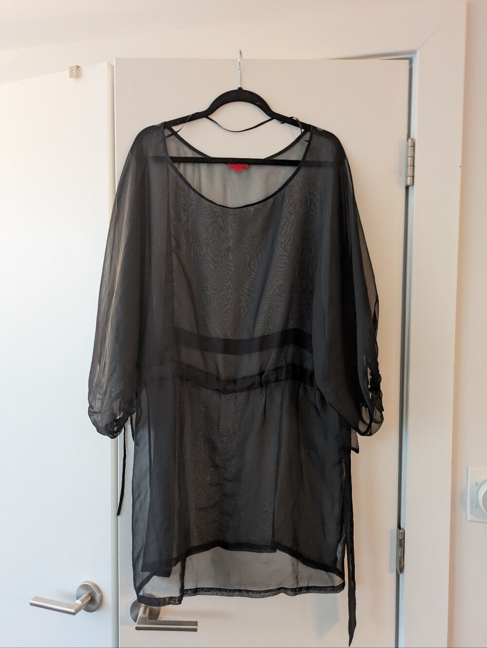 Spanx Sheer Black Tunic Swim Cover-Up O/S